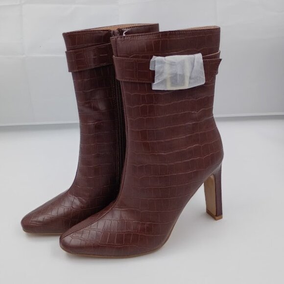Journee Collection Elanie Brown Stiletto Ankle Boot, Women's Size 7 - Picture 1 of 5